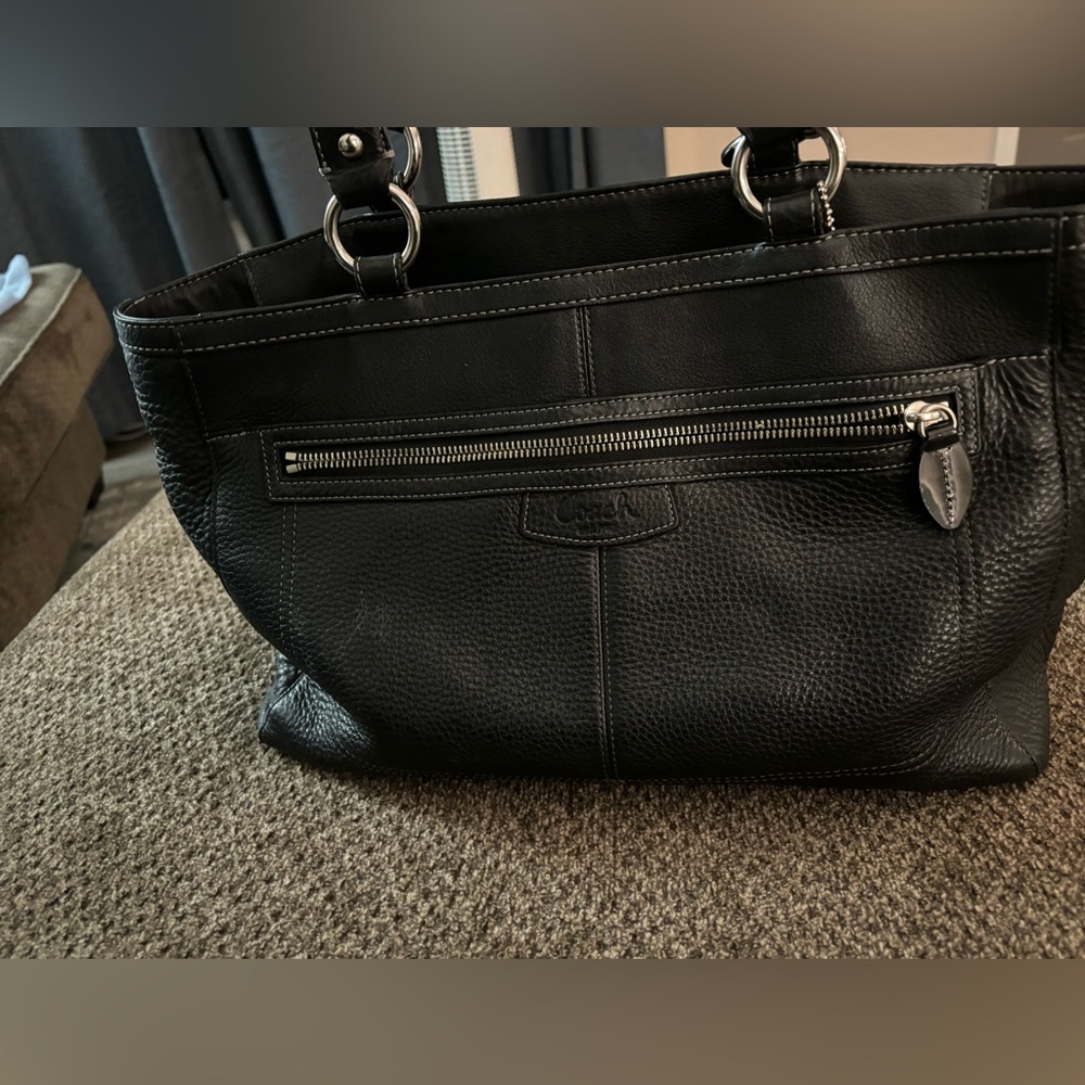 Large Coach bag/work bag/diaper bag- Soft Black Leather